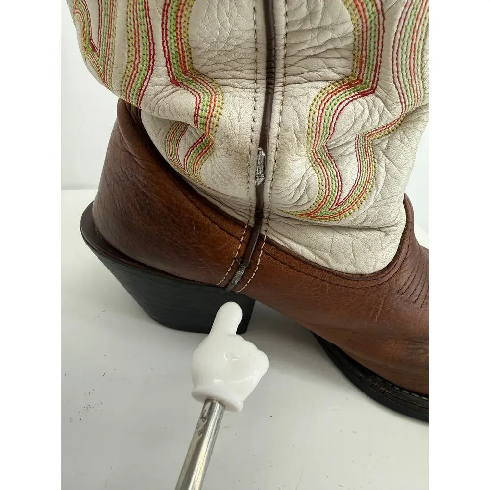 Tony Lama Mustang Beige Buckaroo RR2007L Western Cowgirl Boots Concerts Size 7.5
